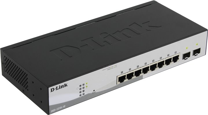 Коммутатор D-Link DGS-1210-10/F1A, 8xLAN 1Gbps, 2 combo 1Gbps/SFP