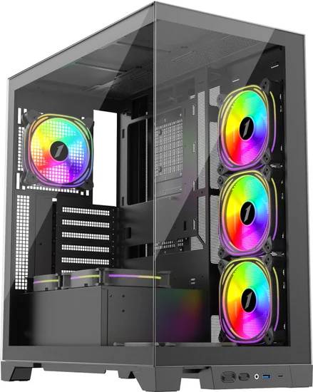 Корпус 1stPlayer Mi8 ARGB Black (MI8-BK-3FC7R-1FC7), без БП, ATX