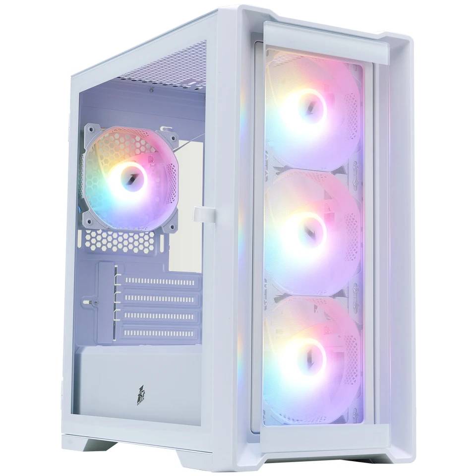 Корпус 1stPlayer Trilobite T4-G GLASS FRGB White T4-G-WH-4F1-W, без БП, mATX