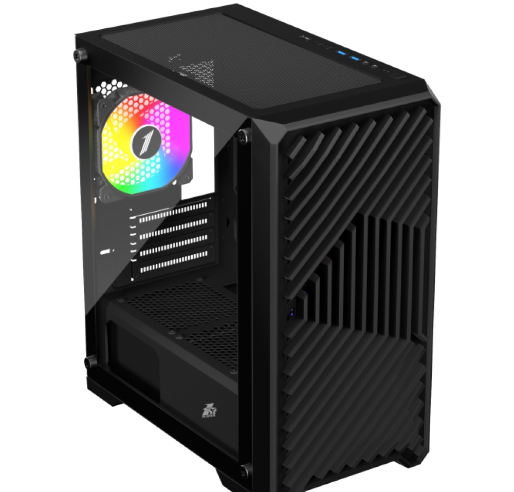 Корпус 1stPlayer Trilobite T5 Black T5-BK-4F1, без БП, mATX