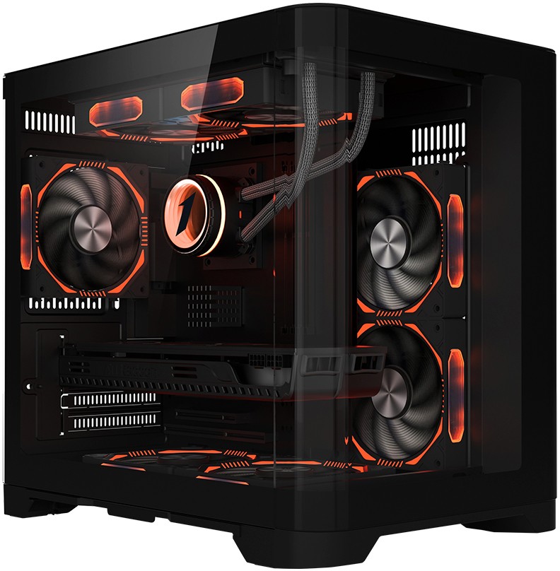 Корпус 1stPlayer UVIEW UV5 Black UV5-BK, без БП, mATX