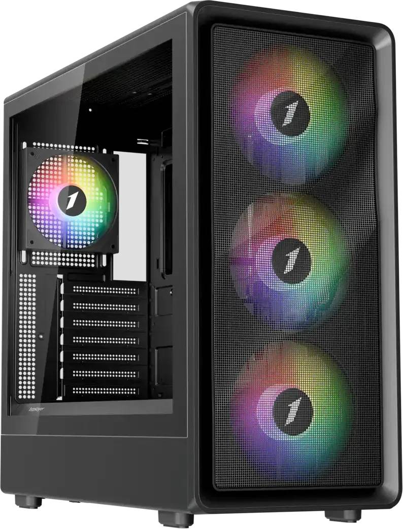 Корпус 1STPLAYER WA8 Black (WA8-BK-3FA7-14-1FA7), без БП, ATX