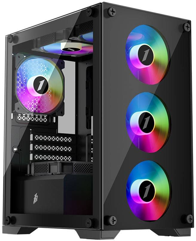 Корпус 1stPlayer FIREBASE X2-M Black (X2-M-4F1), без БП, mATX