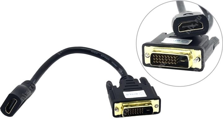 Кабель адаптер DVI-D (25M) - HDMI (F) 5bites BC-HDF2DVI