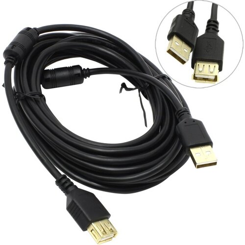 Кабель удлинитель USB2.0 (M) - USB2.0 (F), 5м, 5bites UC5011-050A, черный