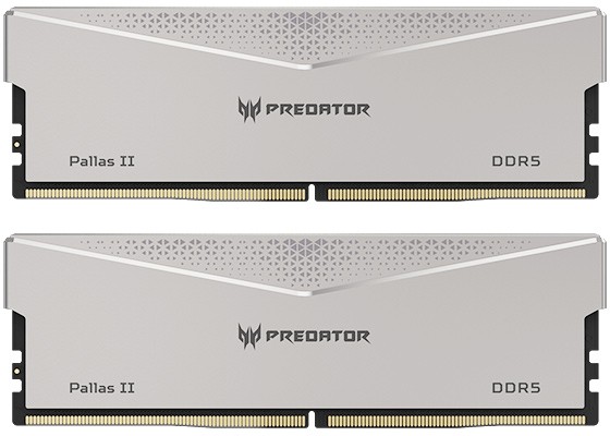 Оперативная память 64Gb Acer Predator Pallas II Silver PALLASII-64GB-6000-2R8-2X BL.9BWWR.352, DDR V, PC-48000, 6000MHz, kit 2x32Gb