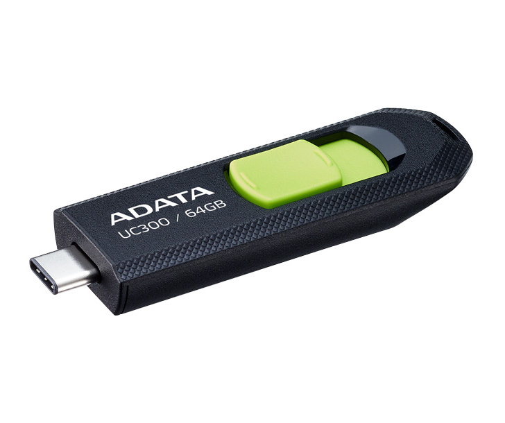 64Gb AData UC300 ACHO-UC300-64G-RBK/GN, USB3.2 Type-C, Black/Green