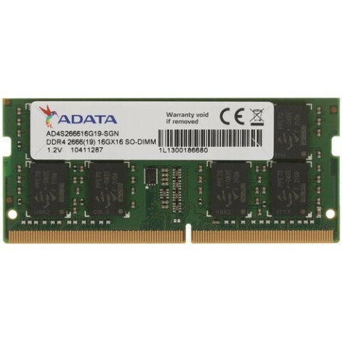 Оперативная память для ноутбука 16Gb AData AD4S266616G19-SGN, SODIMM DDR IV, PC-21300, 2666MHz