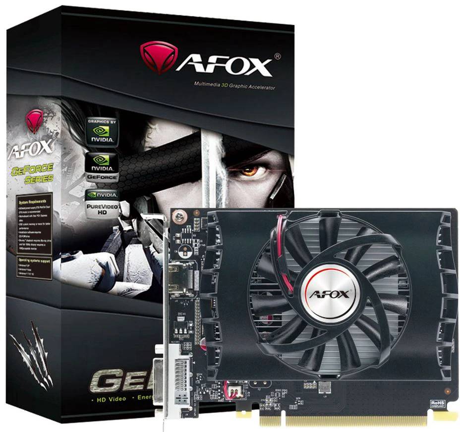 Видеокарта GeForce GT 1030, 2Gb GDDR5 64bit, AFox AF1030-2048D5H6, RTL