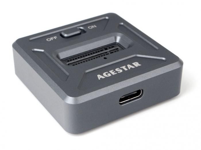 Внешний BOX AgeStar 31CBNV1C, M.2 NVMe - USB Type C, серый