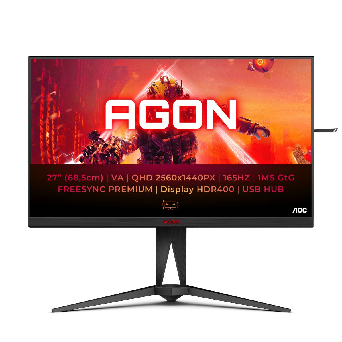 Монитор 27" AOC AG275QXN, 2560x1440, VA, 165Hz (2xHDMI, DP)