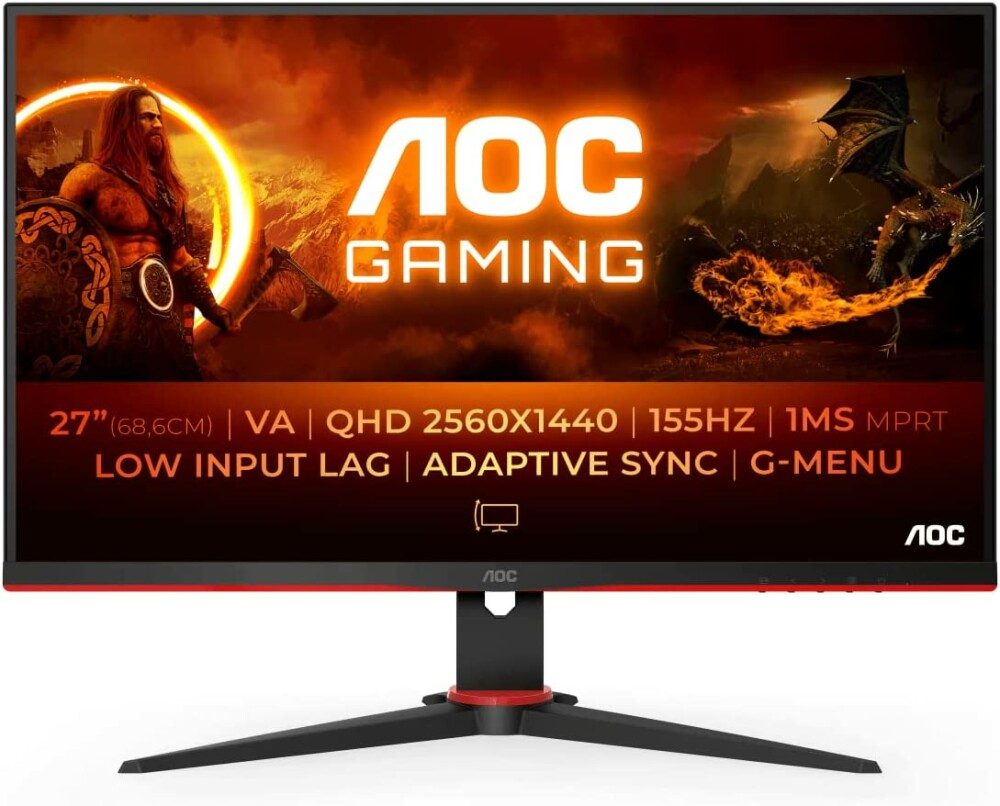 Монитор 27" AOC Q27G2E, 2560x1440, VA, 155Hz (2xHDMI, DP)