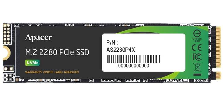 256Gb SSD Apacer AS2280P4X AP256GAS2280P4X-1, (2100/1300), NVMe M.2