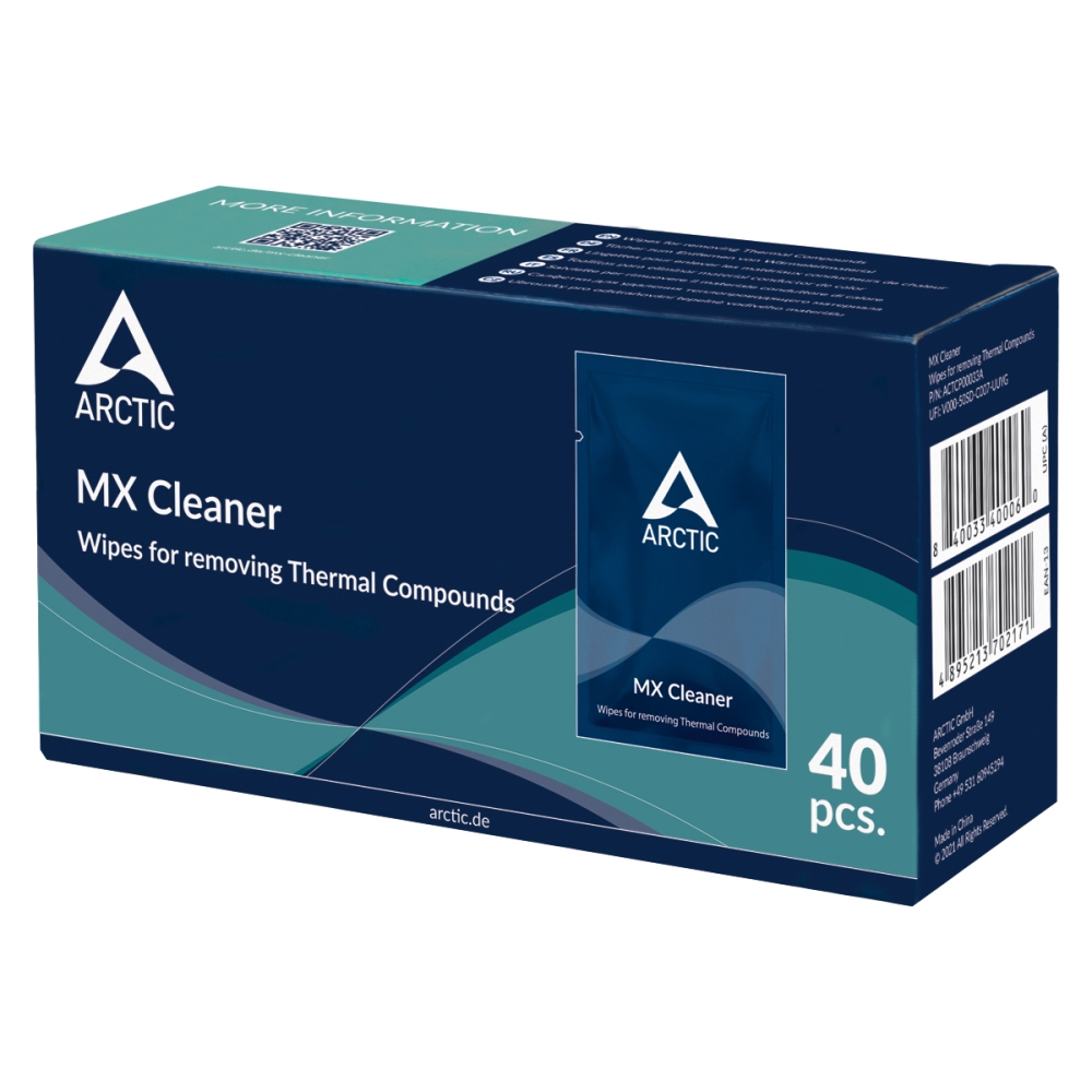 Салфетки для снятия термопасты Arctic Cooling MX Cleaner wipes (Box of 40 bags) ACTCP00033A