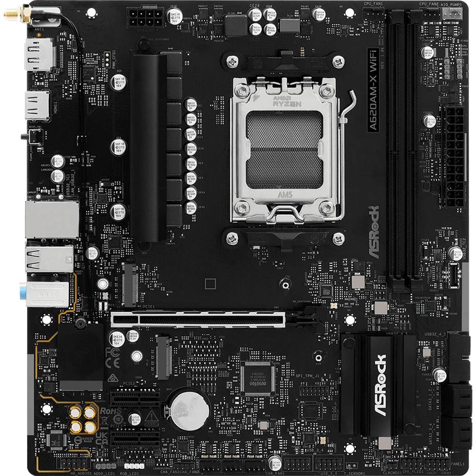 Материнская плата ASRock A620AM-X WIFI, AM5, (HDMI), 2xDDR V, mATX