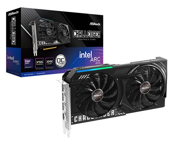 Видеокарта Intel Arc B570, 10Gb GDDR6 160bit, ASRock B570 Challenger 10GB OC (B570 CL 10GO), RTL