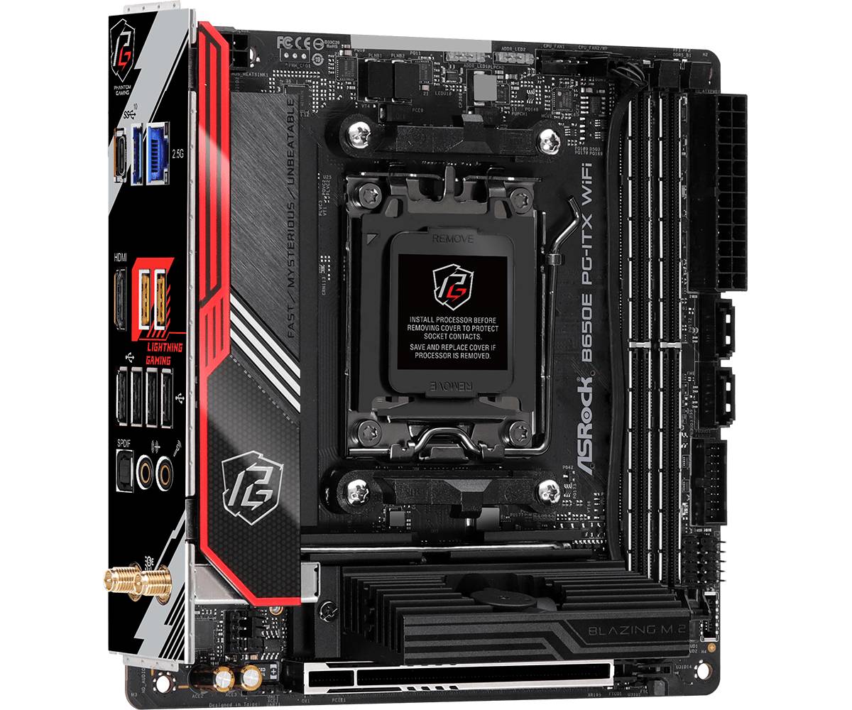 Материнская плата ASRock B650E PG-ITX WIFI, AM5, (HDMI), 2xDDR V, mini-ITX