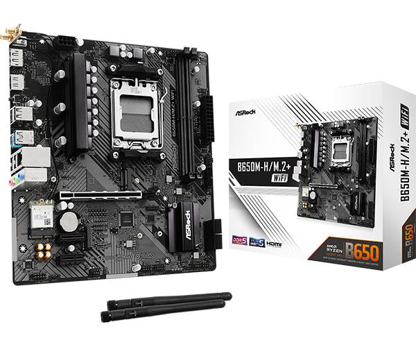 Материнская плата ASRock B650M-H/M.2+ WIFI, AM5, (HDMI, DP), 2xDDR V, mATX
