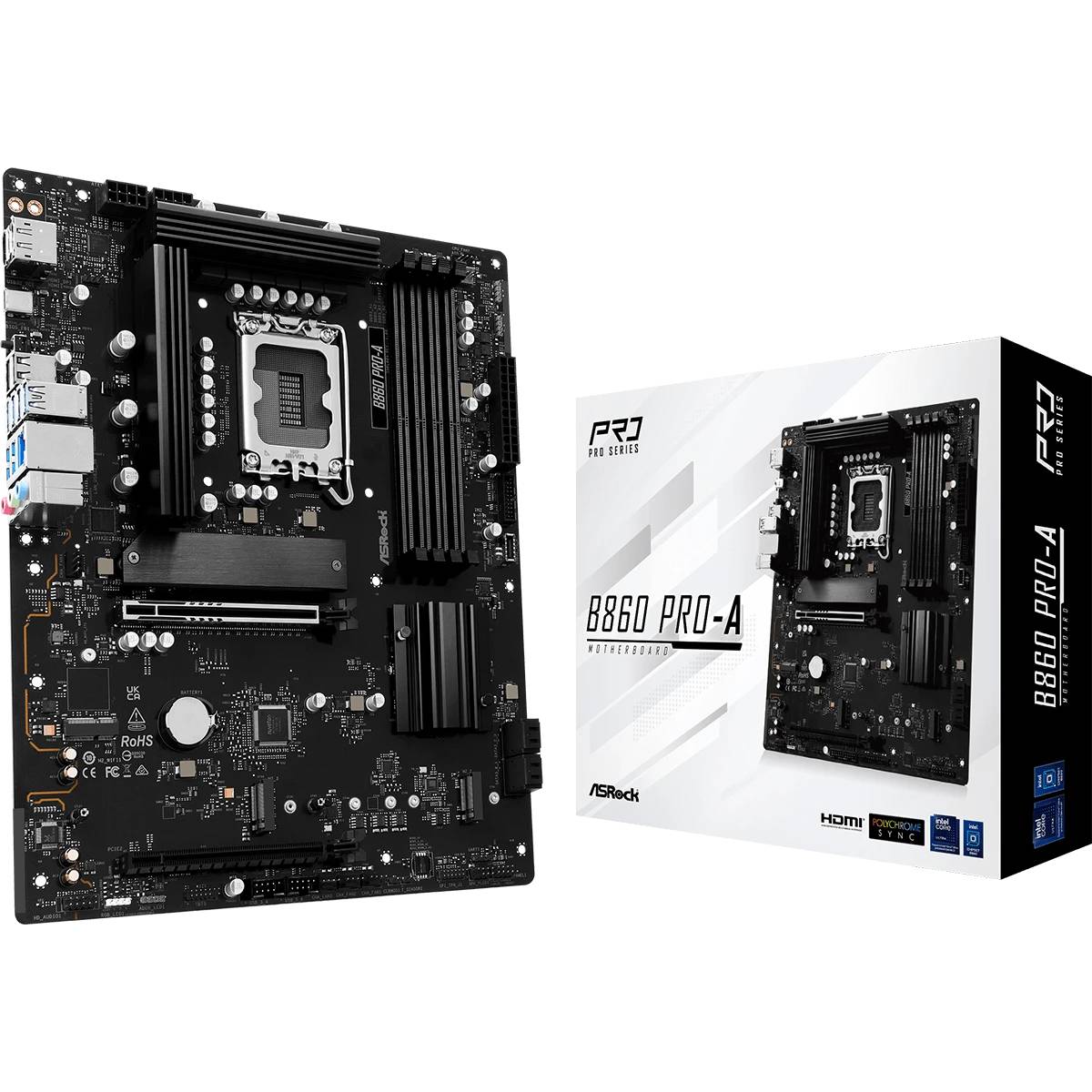 Материнская плата ASRock B860 PRO-A, LGA1851, (HDMI,DP), 4xDDR V, ATX