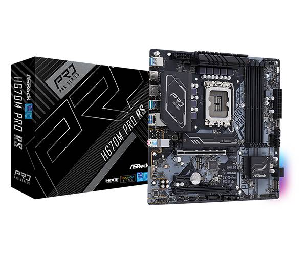 Материнская плата ASRock H670M Pro RS, LGA1700, (HDMI, DP), 4xDDR IV, mATX