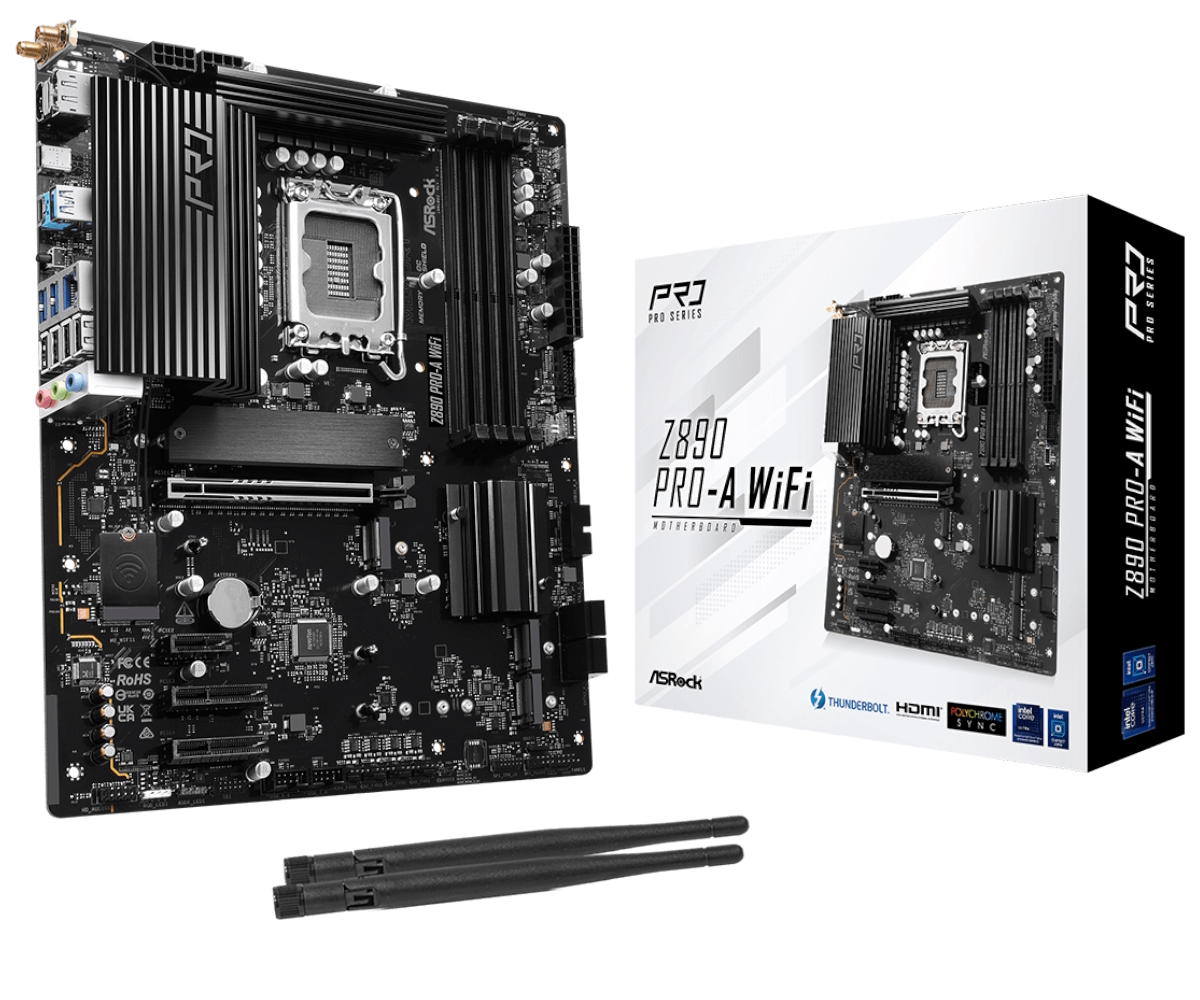 Материнская плата ASRock Z890 PRO-A WIFI, LGA1851, (HDMI, DP), 4xDDR V, ATX