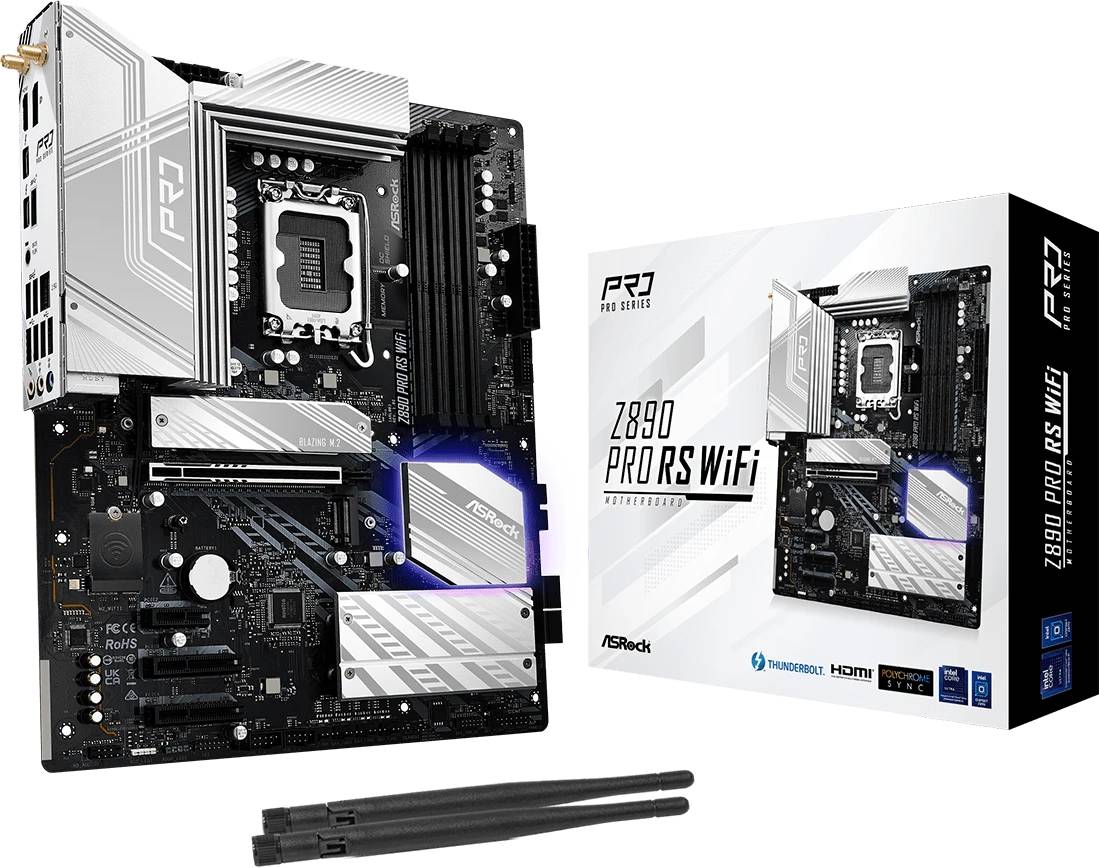 Материнская плата ASRock Z890 PRO RS WIFI, LGA1851, (HDMI, DP), 4xDDR V, ATX