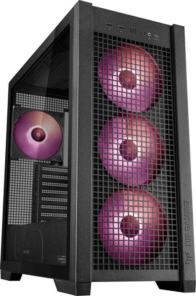 Корпус Asus TUF Gaming GT302 TG ARGB, черный, без БП, E-ATX (90DC00I0-B19000)