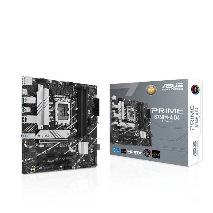 Материнская плата Asus Prime B760M-A D4-CSM, LGA1700, (2xHDMI, DP), 4xDDR IV, mATX