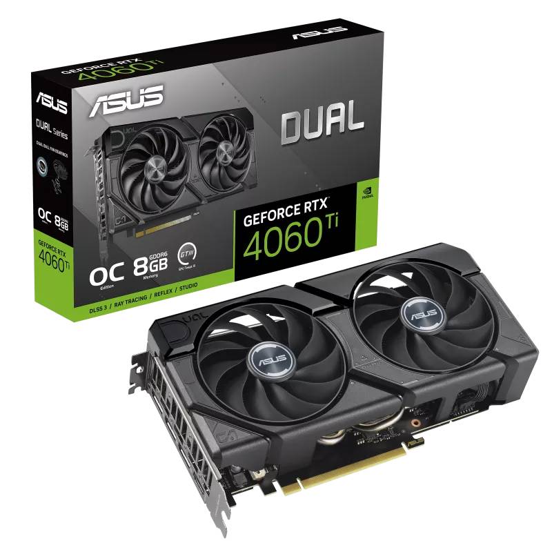 Видеокарта GeForce RTX 4060 Ti, 8Gb GDDR6 128bit, ASUS DUAL-RTX4060TI-O8G-EVO, RTL