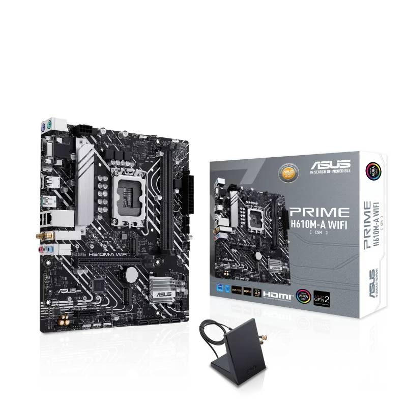 Материнская плата Asus Prime H610M-A WIFI, LGA1700, (VGA, HDMI, DP), 2xDDR V, mATX