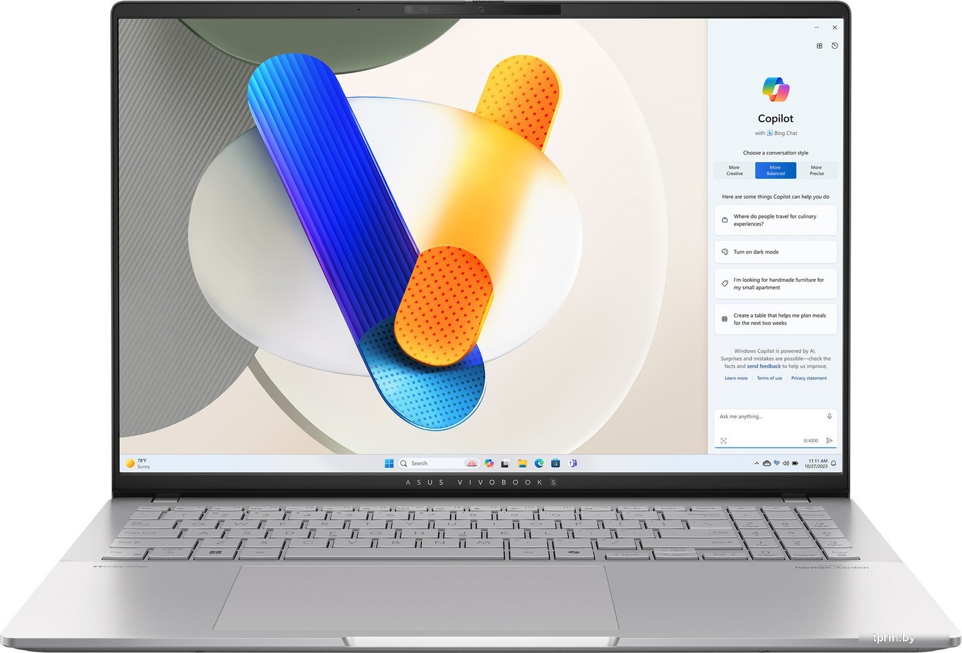 Ноутбук Asus VivoBook s 16 M5606WA-MX025, 16" OLED, Ryzen AI 9 HX 370/ 32Gb/ 1TbSSD/ W11/ Silver (90NB14B3-M002J0)