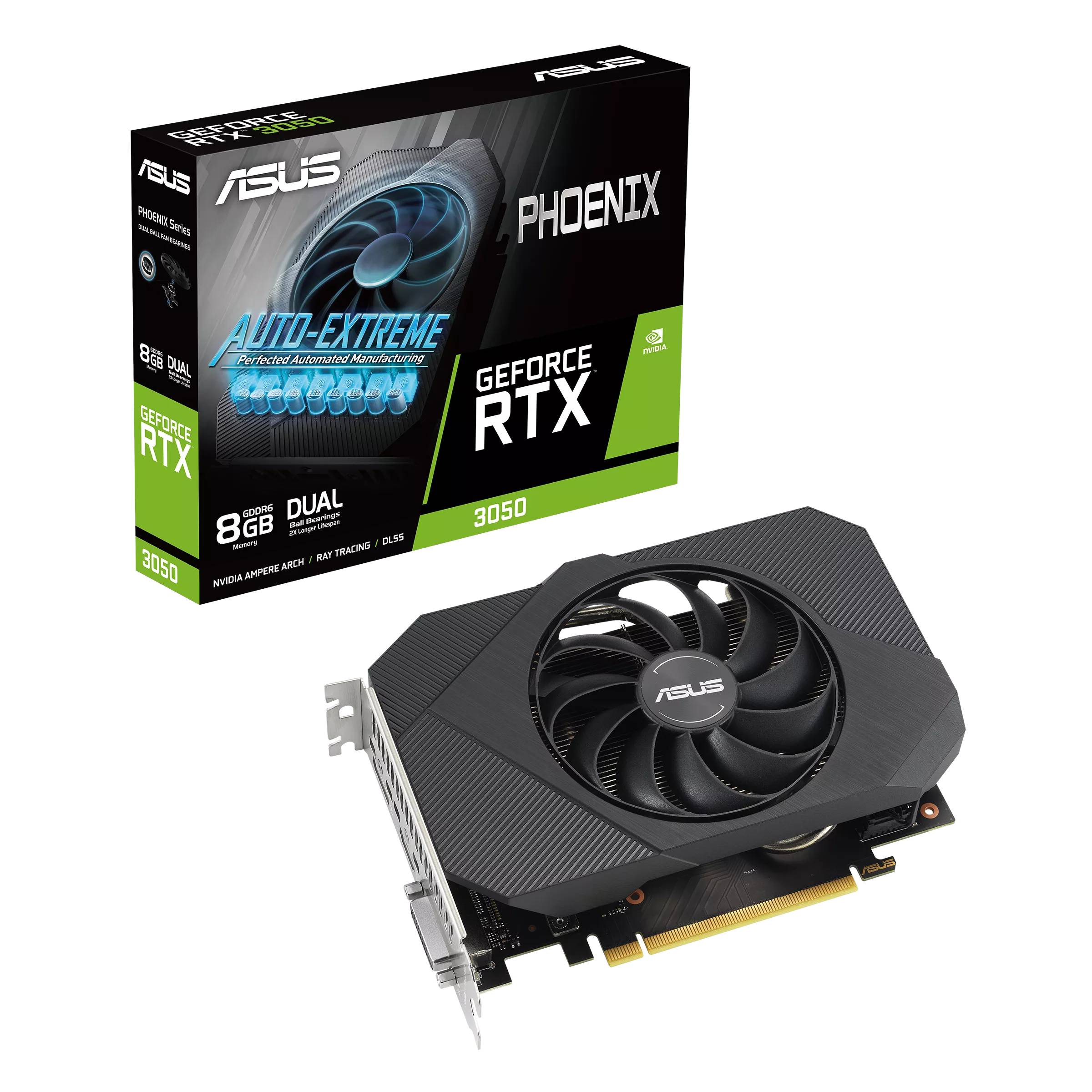 Видеокарта GeForce RTX 3050, 8Gb GDDR6 128bit, Asus PH-RTX3050-8G-V2, RTL