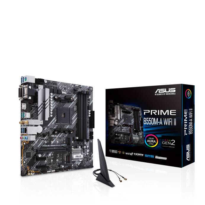 Материнская плата Asus Prime B550M-A WIFI II, AM4, (VGA, DVI, HDMI), 4xDDR IV, mATX