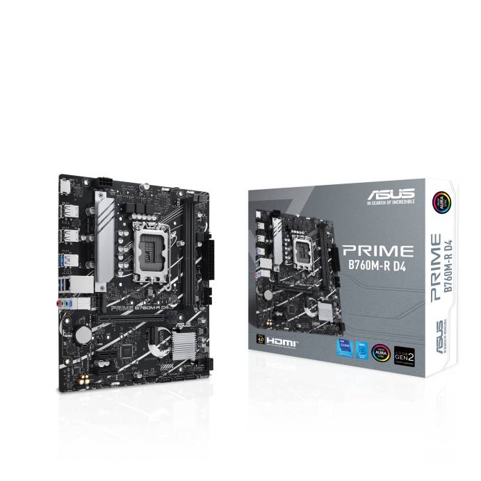 Материнская плата Asus Prime B760M-R D4, LGA1700, (HDMI), 2xDDR IV, mATX
