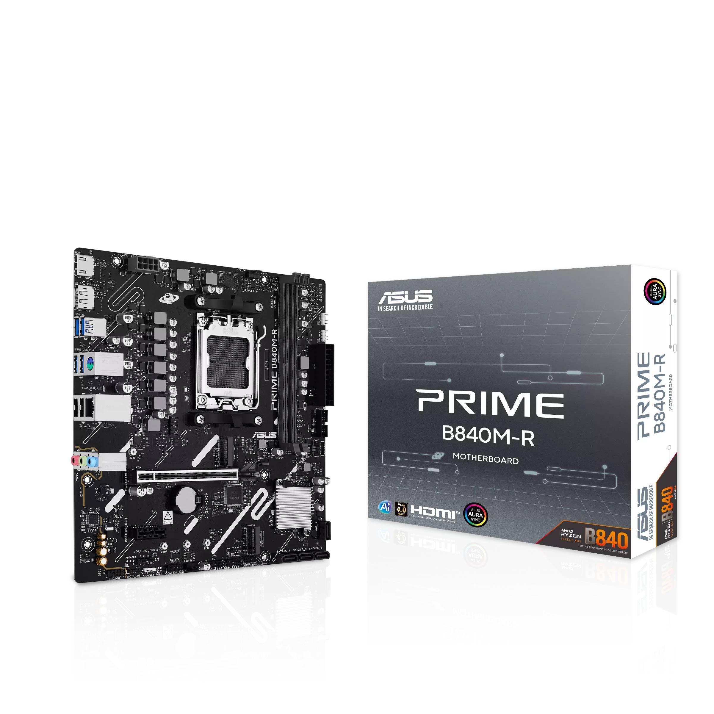 Материнская плата Asus Prime B840M-R, AM5, (HDMI, DP), 2xDDR V, mATX