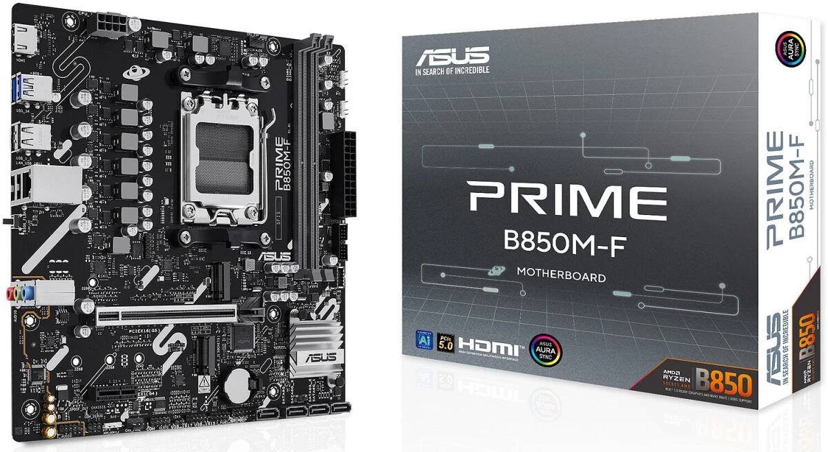 Материнская плата Asus PRIME B850M-F, AM5, (HDMI), 2xDDR V, mATX