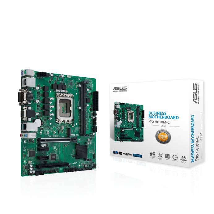 Материнская плата Asus Pro H610M-C-CSM, LGA1700, (VGA, DVI, HDMI, DP), 2xDDR V, mATX