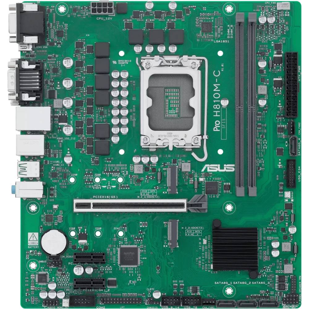 Материнская плата ASUS PRO H810M-C-CSM, LGA1851, (HDMI, DP, DVI, 2xVGA), 2xDDR V, mATX