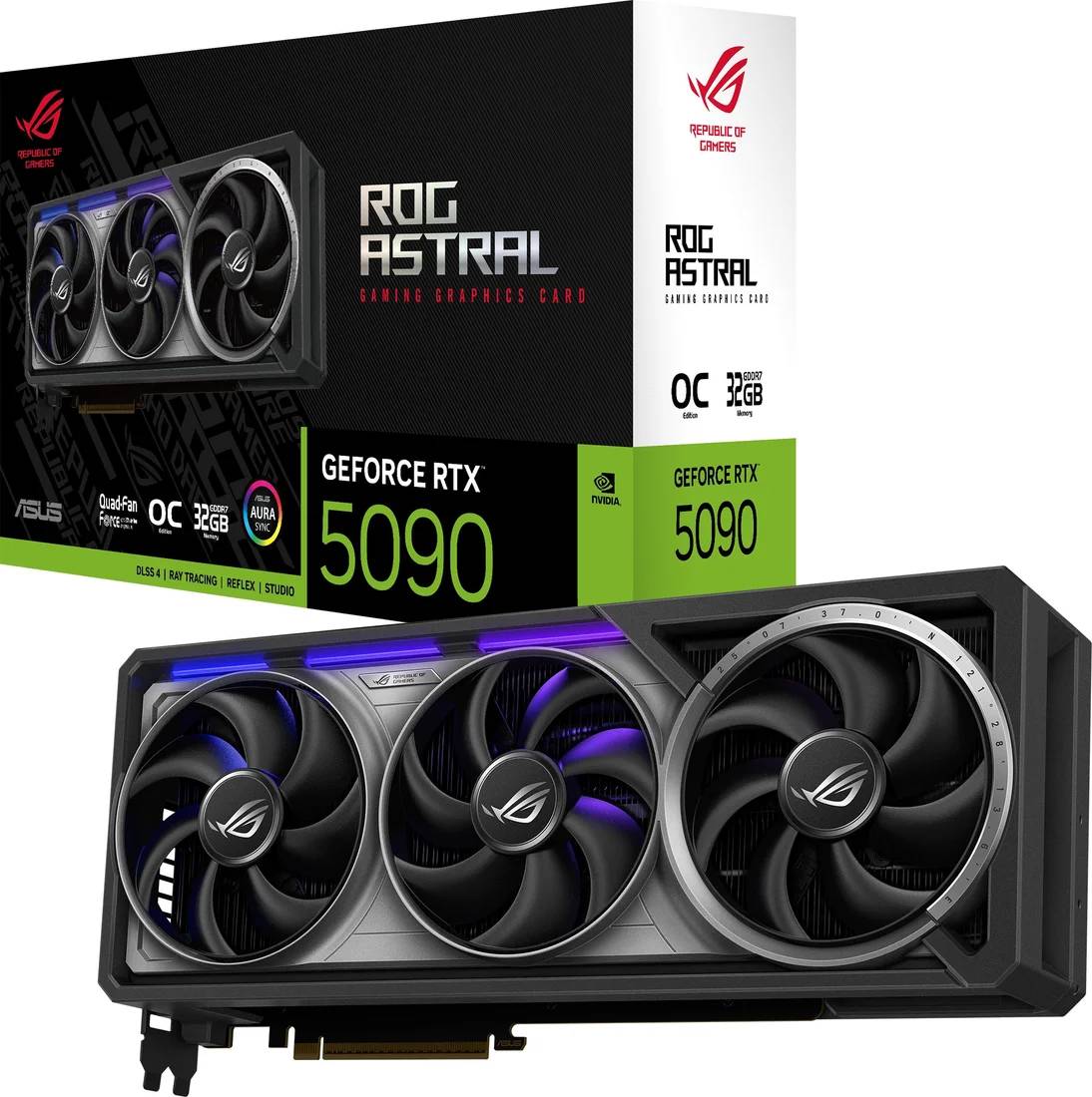 Видеокарта GeForce RTX 5090, 32Gb GDDR7 512bit, ASUS RTX 5090 ROG Astral OC ROG-ASTRAL-RTX5090-O32G-GAMING, RTL