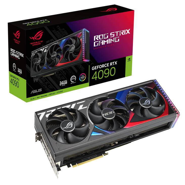 Видеокарта GeForce RTX 4090, 24Gb GDDR6X 384bit, Asus ROG-STRIX-RTX4090-24G-GAMING, RTL