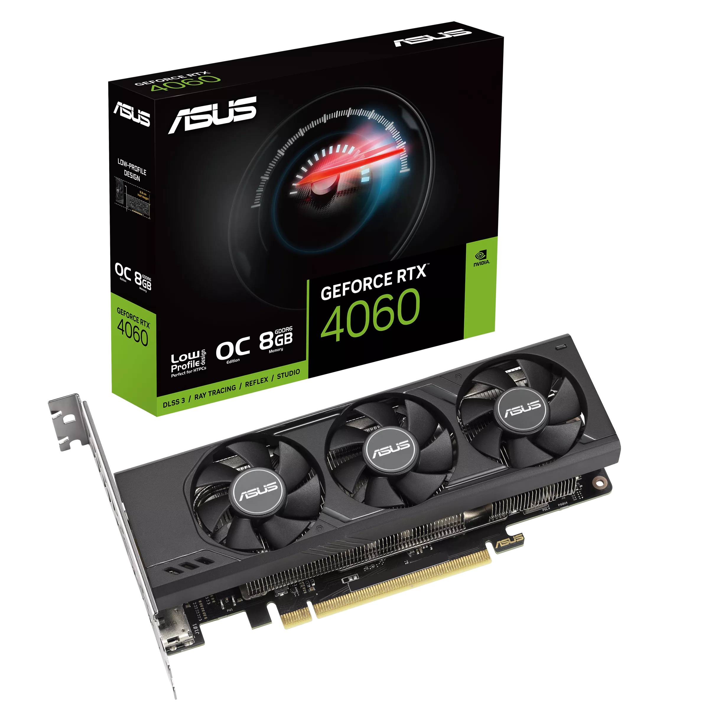 Видеокарта GeForce RTX 4060, 8Gb GDDR6 128bit, ASUS RTX4060-O8G-LP-BRK, RTL