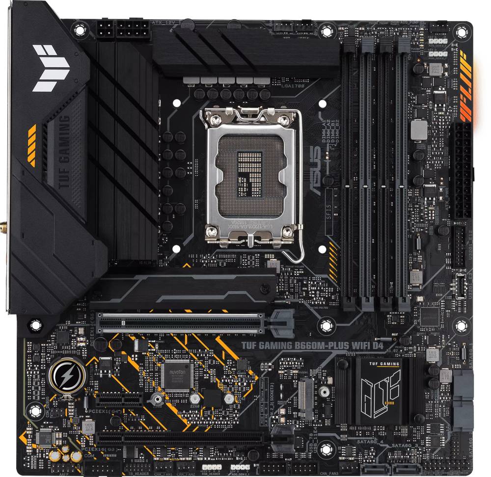 Материнская плата Asus TUF GAMING B660M-PLUS WIFI D4, LGA1700, (HDMI, DP), 4xDDR IV, mATX