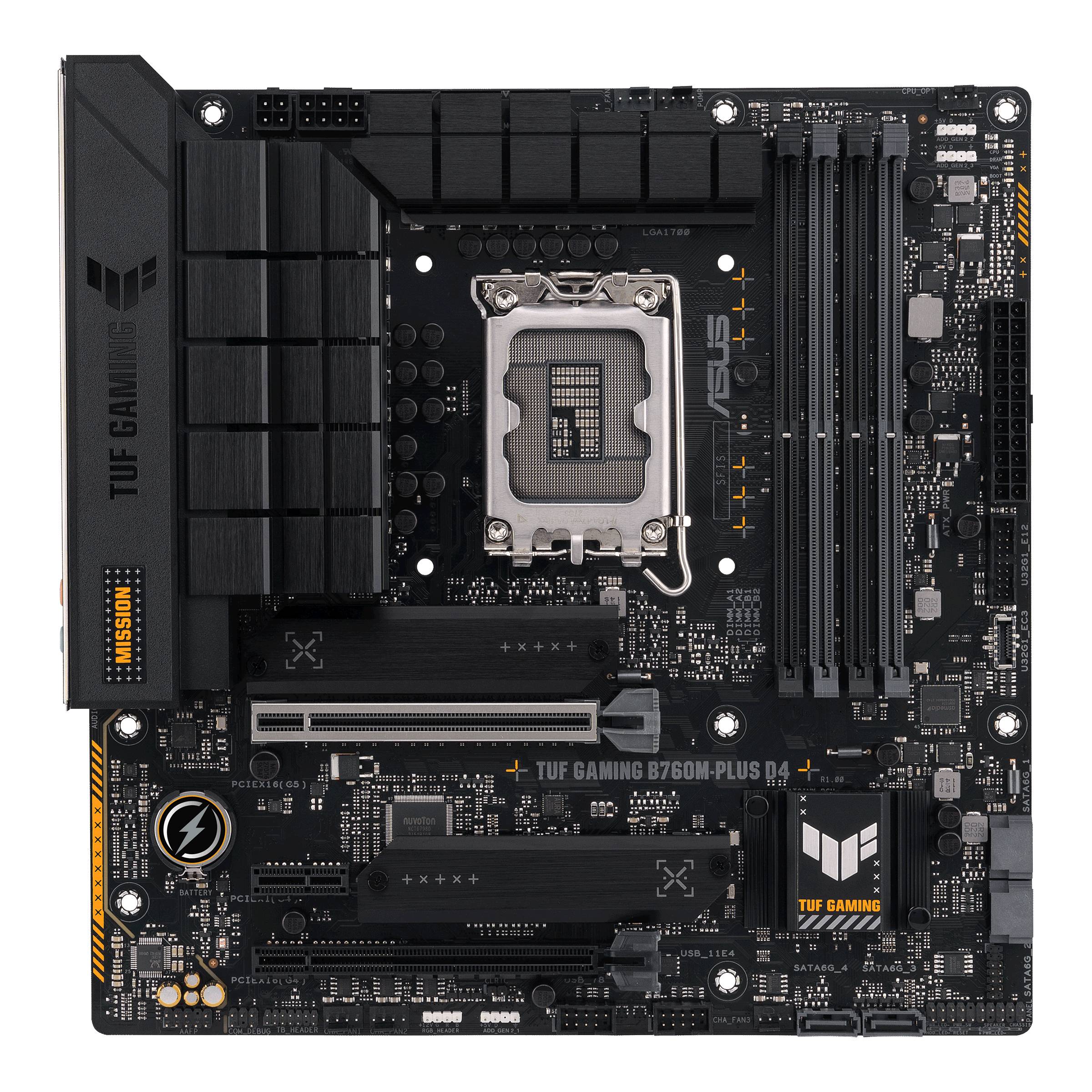 Материнская плата Asus TUF Gaming B760M-Plus D4, LGA1700, (HDMI, DP), 4xDDR IV, mATX