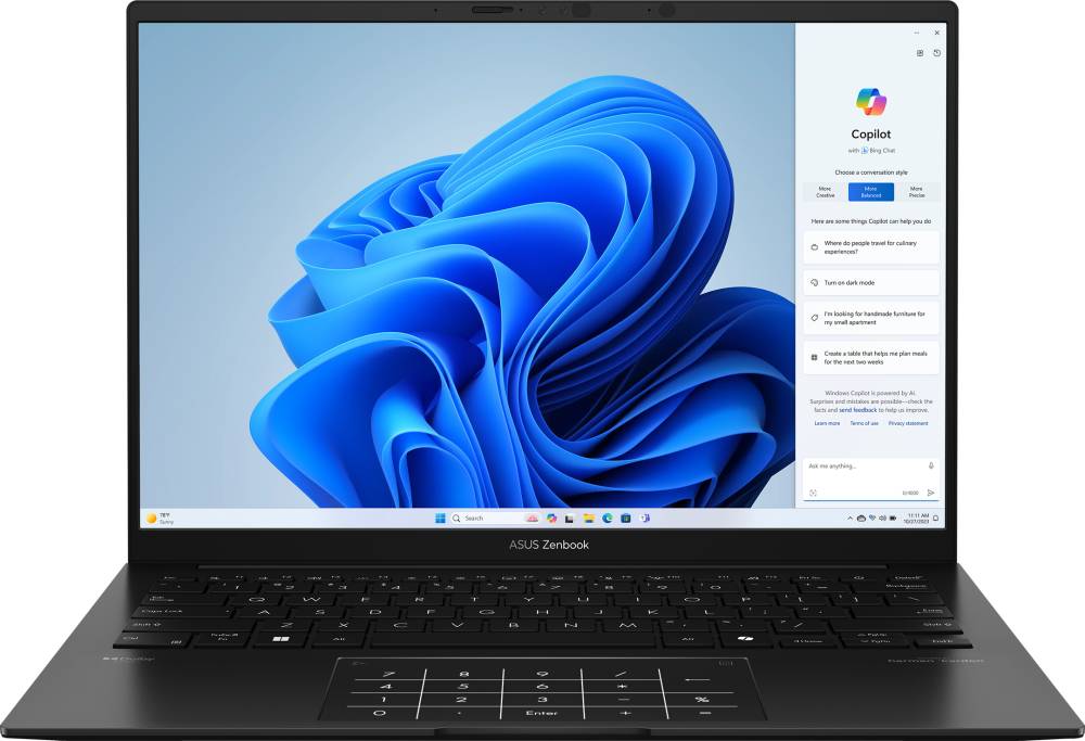 Ноутбук Asus Zenbook 14 OLED UM3406HA-QD081, 14" OLED, Ryzen 7 8840HS/ 16Gb/ 1TbSSD/ Black (90NB1271-M00550)