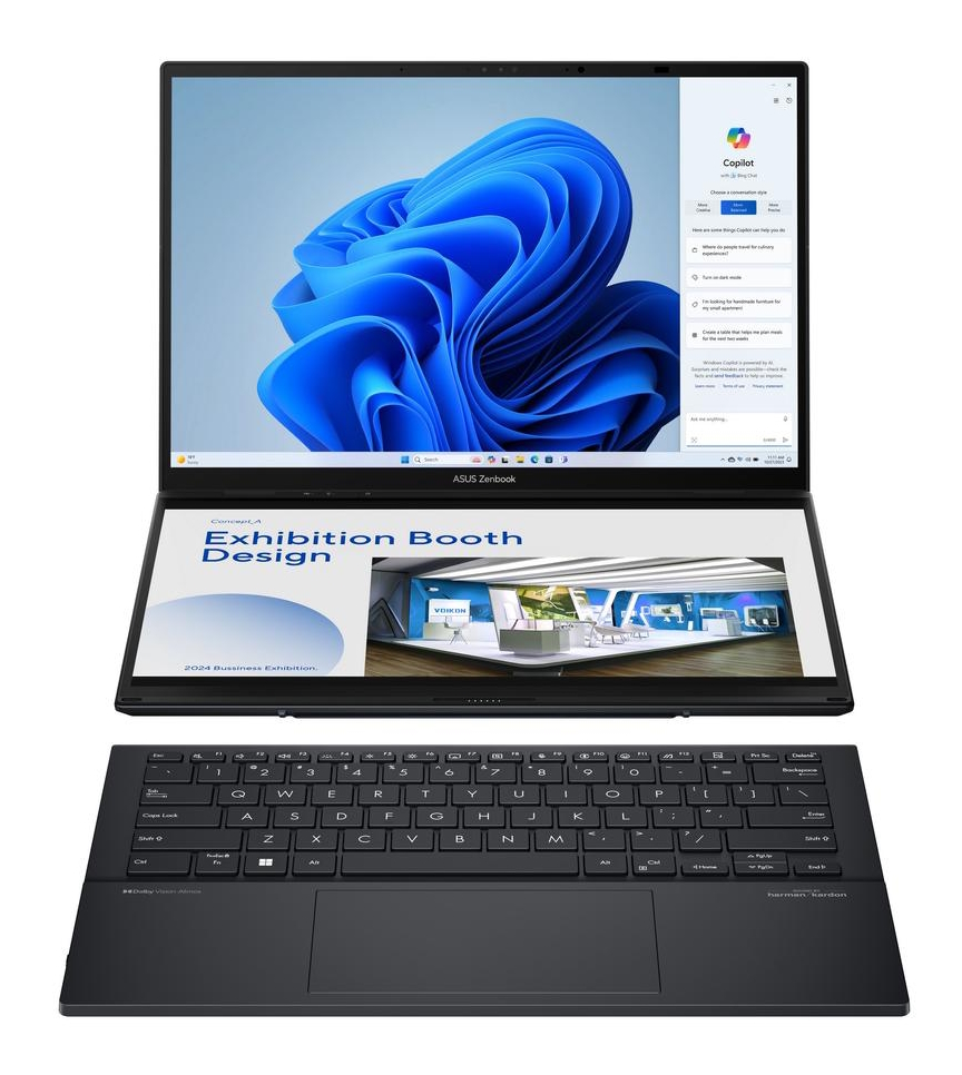 Ноутбук Asus ZenBook Duo 14 OLED UX8406MA-QL437W, 14" OLED Touch, Core Ultra 7 155H/ 32Gb/ 1TbSSD/ W11/ Inkwell Gray (90NB12U1-M00RM0)