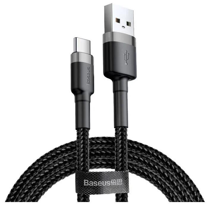 Кабель USB2.0 (M) - USB2.0 Type-C (M), 1м, Baseus CATKLF-BG1, Black/Grey