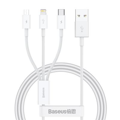 Кабель USB2.0 (M) - microUSB2.0 + Lightning + USB2.0 Type-C (M), 1м, Baseus P10320105221-00, White