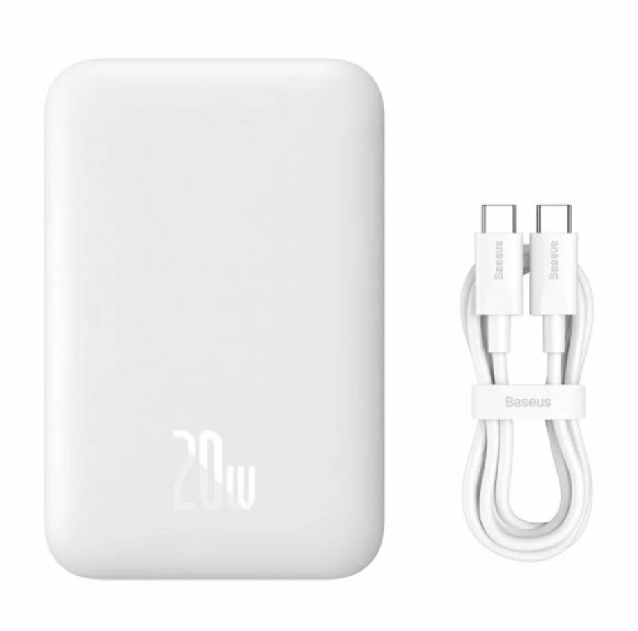 Внешний аккумулятор 10000мАч Baseus Magnetic Mini Wireless Fast Charge PPCX070002, белый