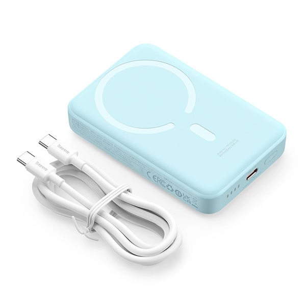 Внешний аккумулятор 10000мАч Baseus Magnetic Mini PPCX110203, голубой