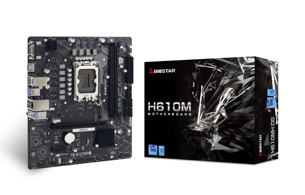 Материнская плата Biostar H610MH D5, LGA1700, (VGA, HDMI), 2xDDR V, mATX